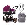 Teknum 3 In 1 Stroller Black With Sunveno Diaper Bag And Hooks 0–3 Years Up To 18Kg, Color: Wine